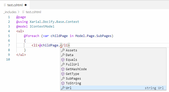 Intellisense enabled for the content model in the MS Visual Studio editor