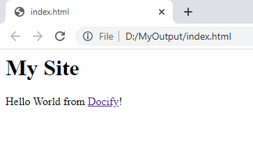 Example html page opened in internet browser