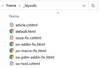 Site layouts in the file explorer